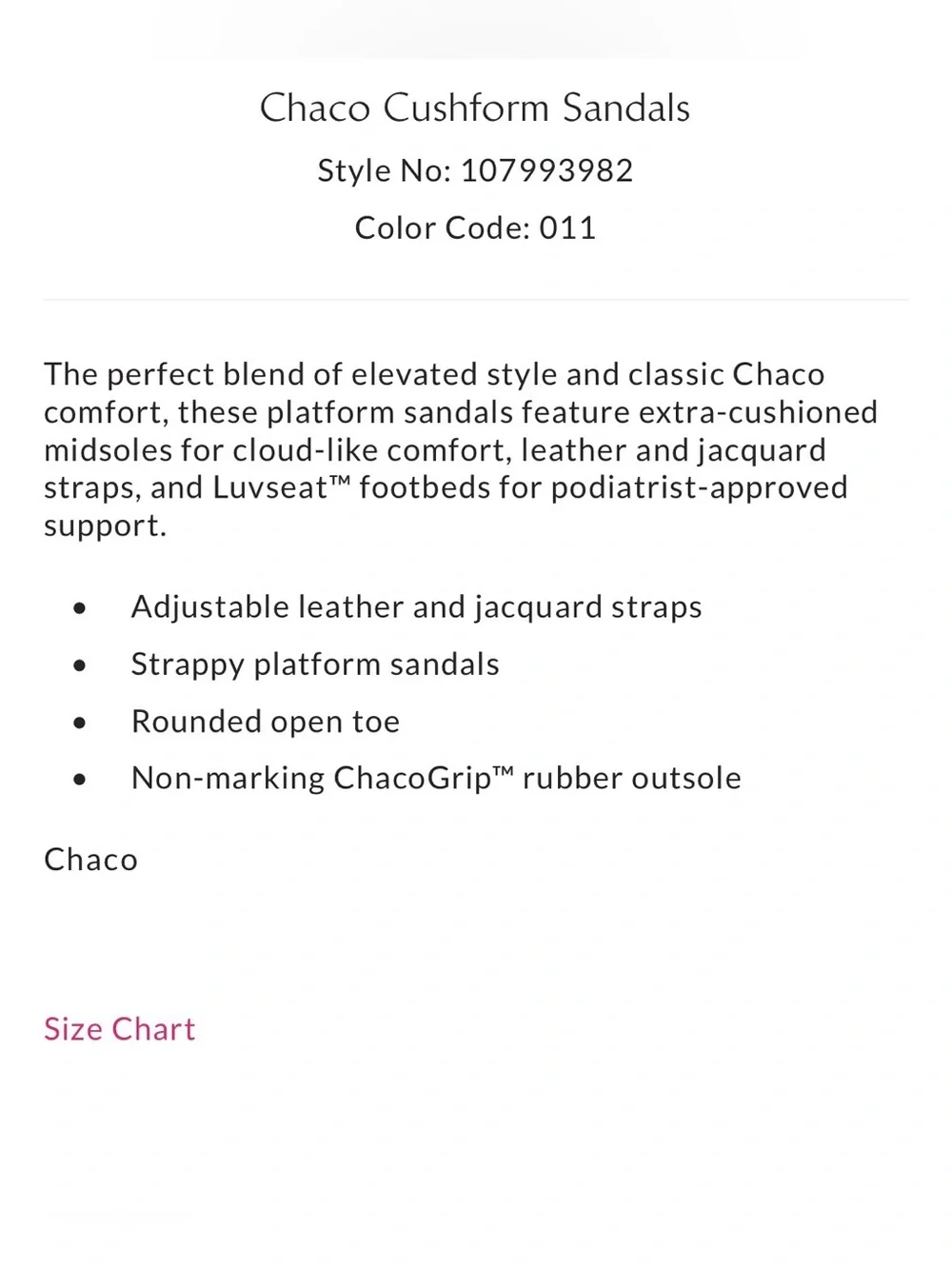 Chaco brand new